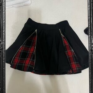 Grunge Zipper Plaid Mini Skirt